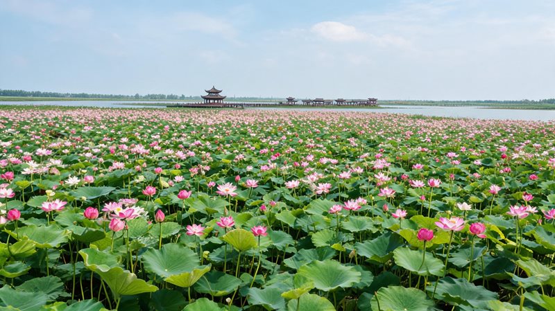 滕州微山湖湿地红荷